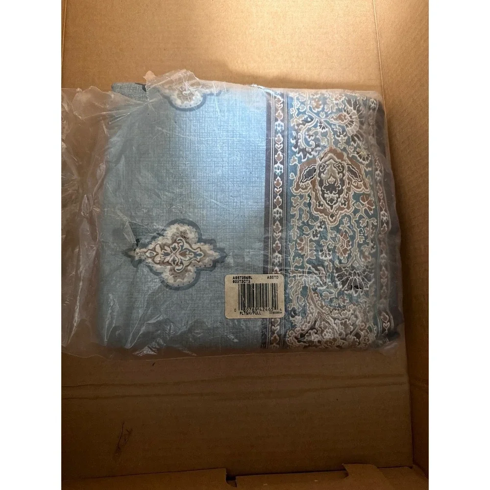 Wamsutta Ultracale Full Flat Sheet Blue Paisley Medallion 180TC Percale USA Made